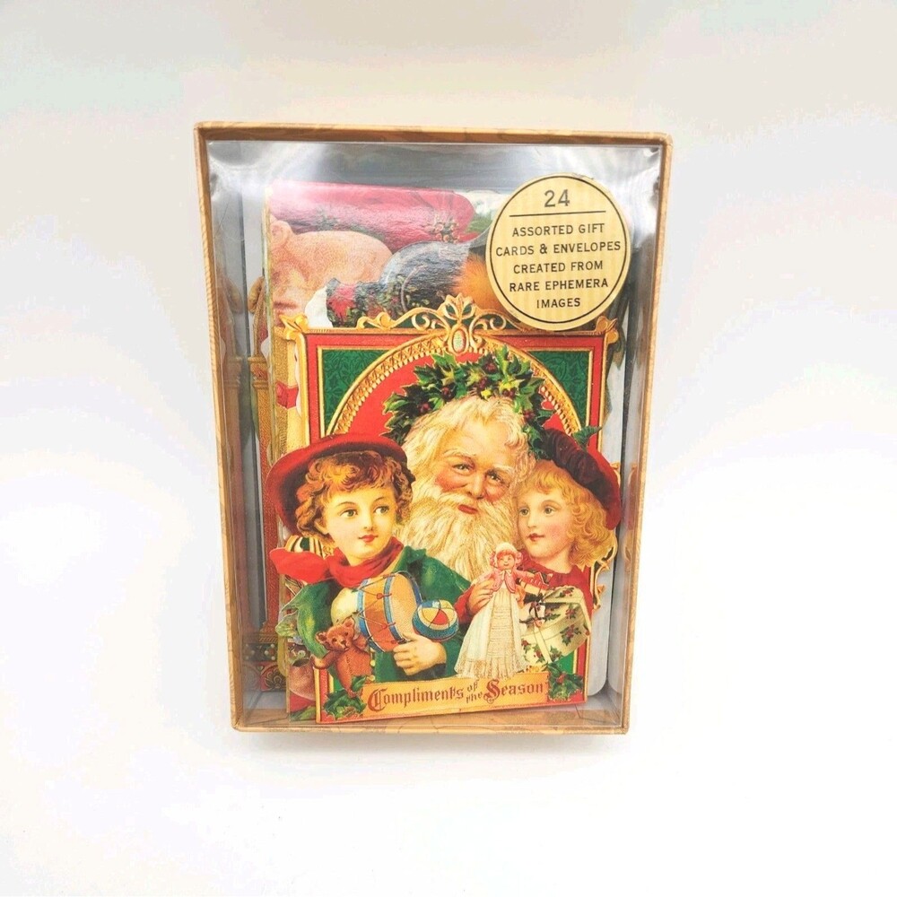 Vntg Happy Holidays Victorian Die Cut Blank Note Cards By Punch Studio Set of 14